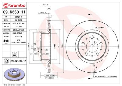 Тормозной диск BREMBO 09.N360.11