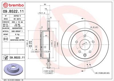 Тормозной диск BREMBO 09.B522.11