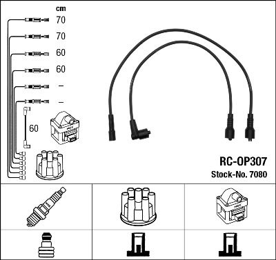 Augstsprieguma vadu komplekts NGK 7080
