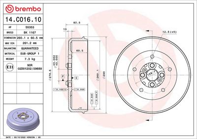 Bremžu trumulis BREMBO 14.C016.10