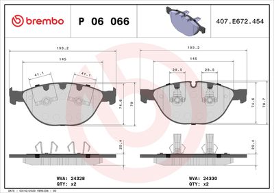 Bremžu uzliku kompl., Disku bremzes BREMBO P 06 066