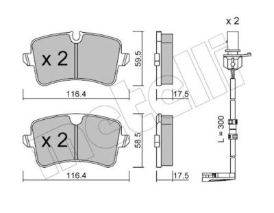 Комплект тормозных колодок, дисковый тормоз METELLI 22-0955-1K