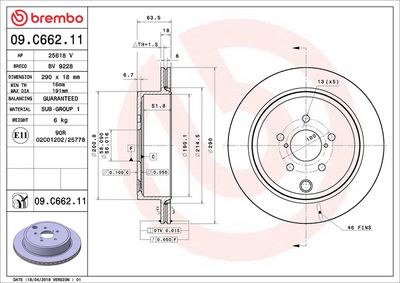 Тормозной диск BREMBO 09.C662.11