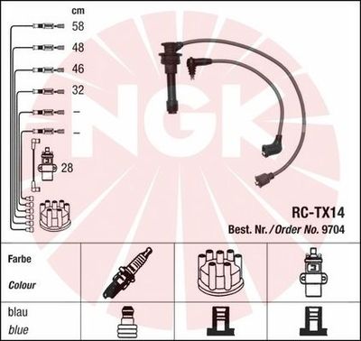 Augstsprieguma vadu komplekts NGK 9704