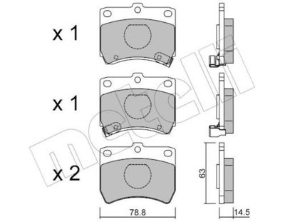 Bremžu uzliku kompl., Disku bremzes METELLI 22-0370-0