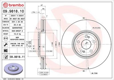 Тормозной диск BREMBO 09.9818.11