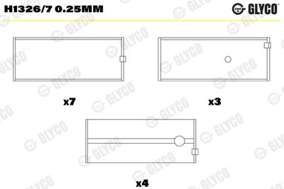 Kloķvārpstas gultnis GLYCO H1326/7 0.25mm