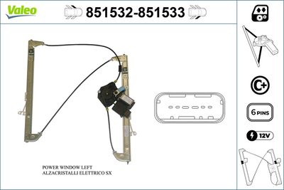 Stikla pacelšanas mehānisms VALEO 851532