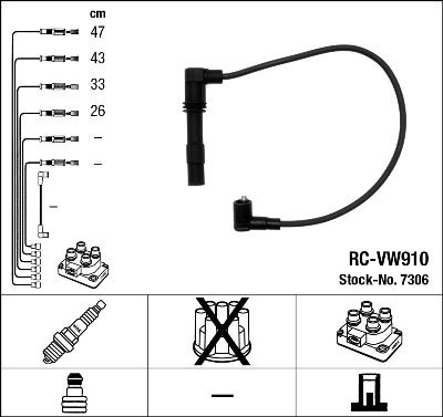 Augstsprieguma vadu komplekts NGK 7306