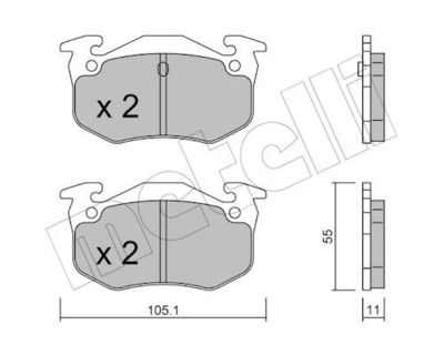 Bremžu uzliku kompl., Disku bremzes METELLI 22-0038-0