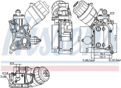 масляный радиатор, двигательное масло NISSENS 91355