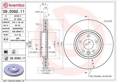 Тормозной диск BREMBO 09.D062.11