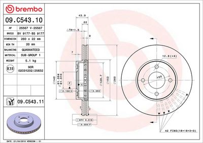 Тормозной диск BREMBO 09.C543.11