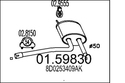 Средний глушитель выхлопных газов MTS 01.59830