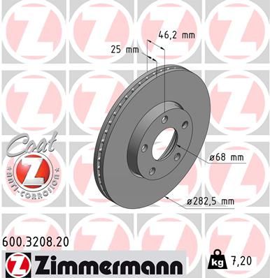 Bremžu diski ZIMMERMANN 600.3208.20