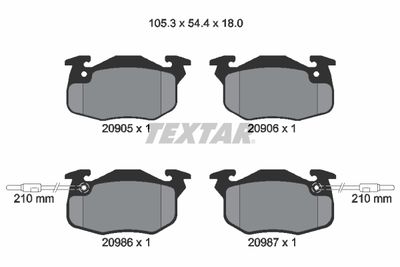 Bremžu uzliku kompl., Disku bremzes TEXTAR 2090506