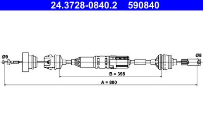 Трос, управление сцеплением ATE 24.3728-0840.2