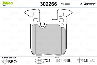 Bremžu uzliku kompl., Disku bremzes VALEO 302266