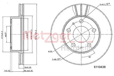 Тормозной диск METZGER 6110438