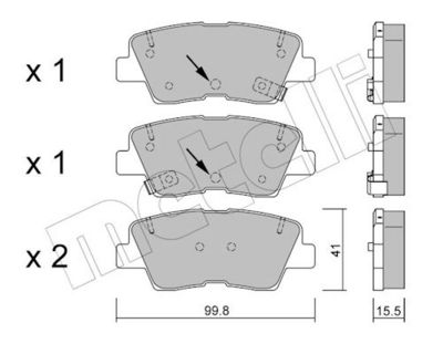 Комплект тормозных колодок, дисковый тормоз METELLI 22-0886-1