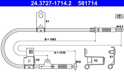 Тросик, cтояночный тормоз ATE 24.3727-1714.2