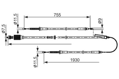 Тросик, cтояночный тормоз BOSCH 1 987 482 802