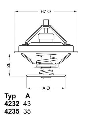 Termostats, Dzesēšanas šķidrums BorgWarner (Wahler) 4232.80D