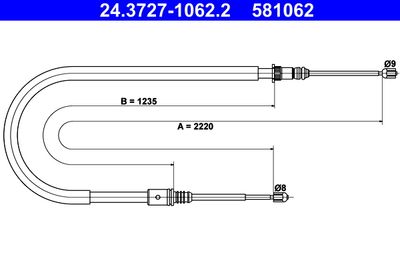Тросик, cтояночный тормоз ATE 24.3727-1062.2