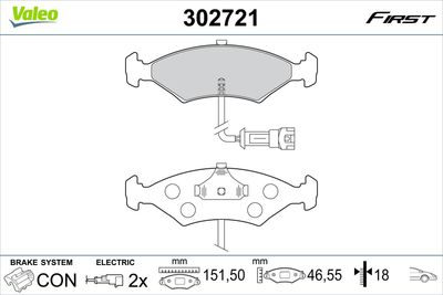 Комплект тормозных колодок, дисковый тормоз VALEO 302721