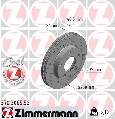 Тормозной диск ZIMMERMANN 370.3065.52