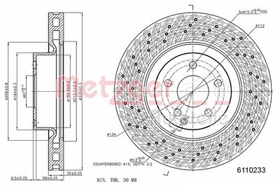 Тормозной диск METZGER 6110233