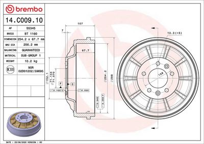 Тормозной барабан BREMBO 14.C009.10