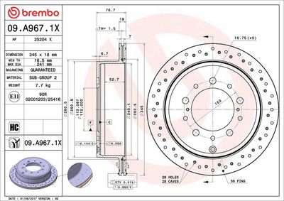 Bremžu diski BREMBO 09.A967.1X