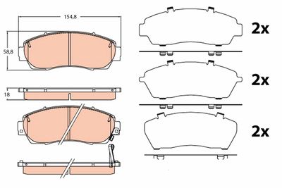 Bremžu uzliku kompl., Disku bremzes TRW GDB3581