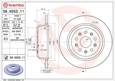 Тормозной диск BREMBO 08.N353.11