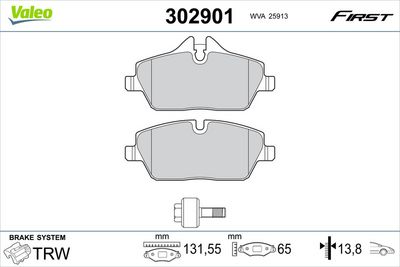 Комплект тормозных колодок, дисковый тормоз VALEO 302901