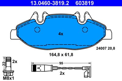 Bremžu uzliku kompl., Disku bremzes ATE 13.0460-3819.2