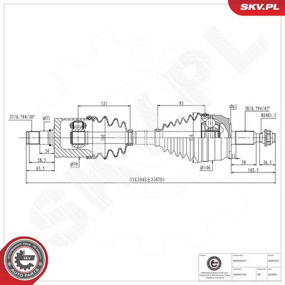 Piedziņas vārpsta ESEN SKV 40SKV312