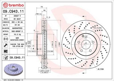 Тормозной диск BREMBO 09.C943.11