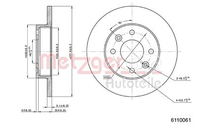 Тормозной диск METZGER 6110061