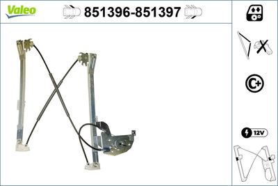 Stikla pacelšanas mehānisms VALEO 851396