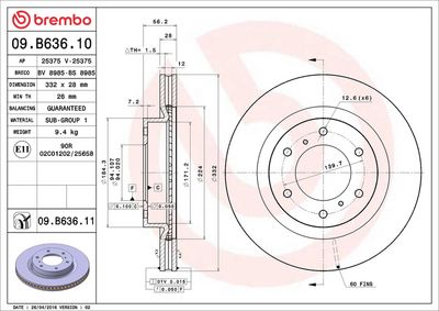 Тормозной диск BREMBO 09.B636.10