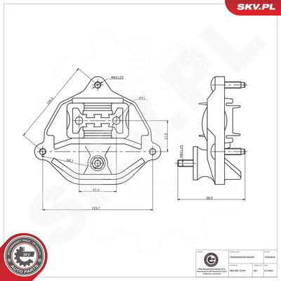 poduszka skrzyni biegów tylna,AUDI A4 A5,8K0 399 151AP ESEN SKV 75SKV818