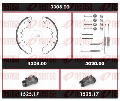 Комплект тормозов, барабанный тормозной механизм REMSA 3308.00