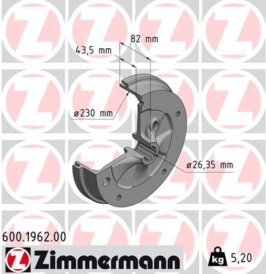 Bremžu trumulis ZIMMERMANN 600.1962.00