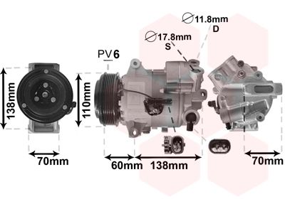 Компрессор, кондиционер VAN WEZEL 3700K616