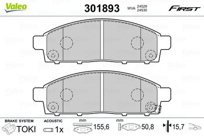 Bremžu uzliku kompl., Disku bremzes VALEO 301893