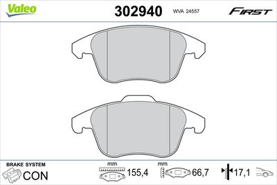 Bremžu uzliku kompl., Disku bremzes VALEO 302940