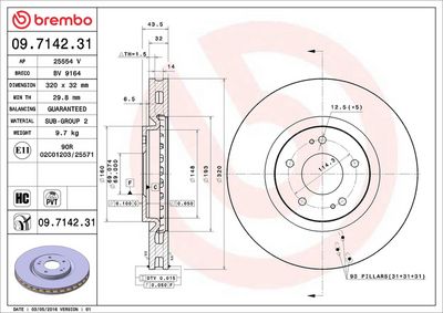 Тормозной диск BREMBO 09.7142.31