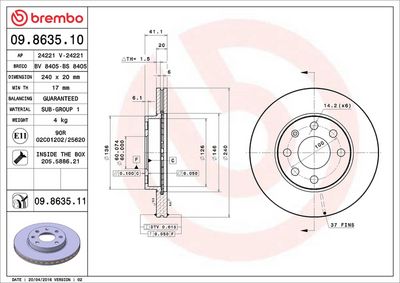 Тормозной диск BREMBO 09.8635.11